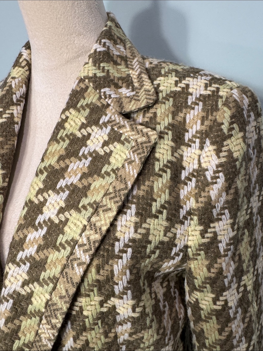 Kasper Green Houndstooth Wool Blend Blazer Jacket Size 10 - Picture 2 of 9